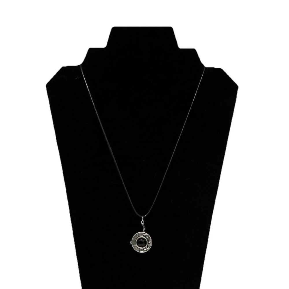Wicca Black and silver evil eye pendant on black leather cord #witchcraft #wicca